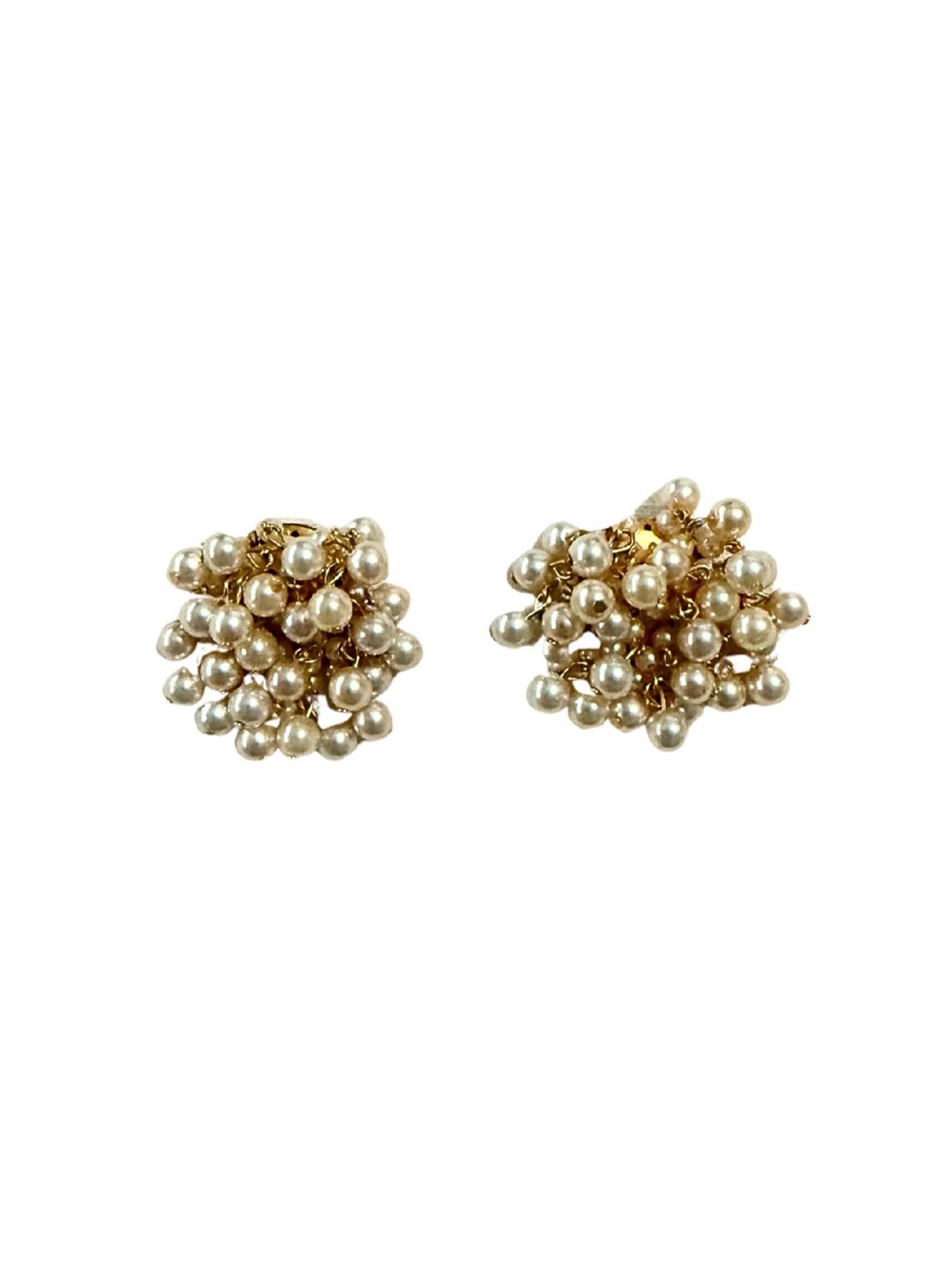 Gold-Tone Pearl Cluster clip on Earrings - Women Jewelry